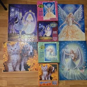 Lot X4 100 Piece Puzzles Ages 5+ Angels & Fairies Puppy & Kitten Cardboard